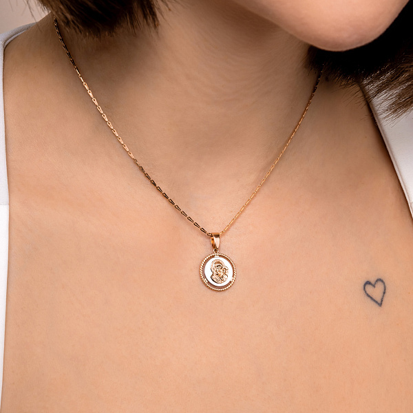 Золота ладанка Божа Матір з немовлям (арт. 440938кб) – зображення 4