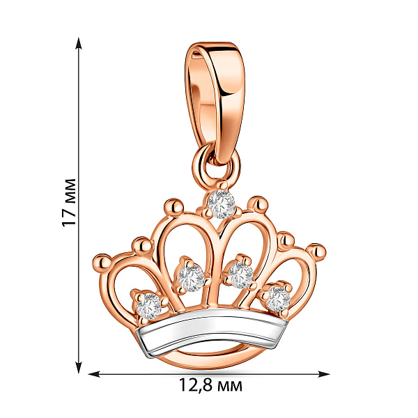 Кулон Корона из красного золота с фианитами (арт. 440615) – изображение 3