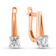 Фото Золотые серьги с одним фианитом (арт. 106601)