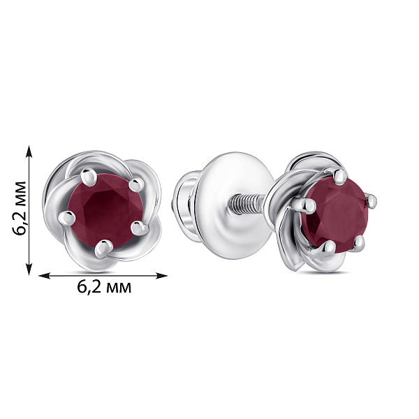 Срібні сережки-пусети з рубіном (арт. 7518/2064633Р) – зображення 2
