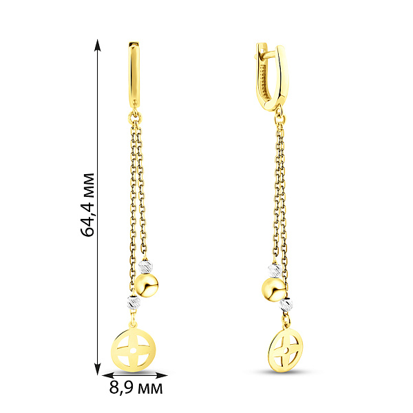 Золоті сережки з підвісками (арт. 107169жр) – зображення 2