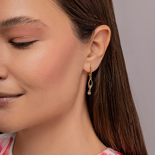 Золоті сережки підвіски з фіанітами (арт. 110578ж) – зображення 3