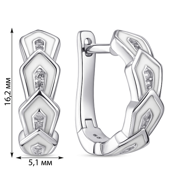 Серебряные серьги с эмалью и фианитами (арт. 7502/10073еб) – изображение 2