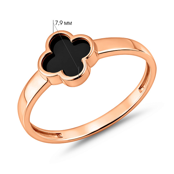 Золота каблучка з емаллю (арт. 141087ч) – зображення 5