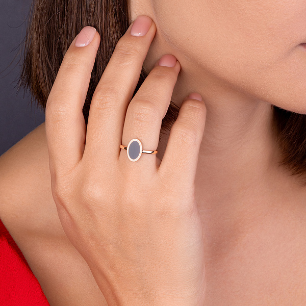 Каблучка Лýна з червоного золота з емаллю (арт. 141218еч) – зображення 2