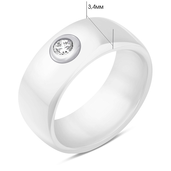 Кольцо из керамики с серебряной вставкой (арт. 7501/К2ФК1/4042-16) – изображение 2