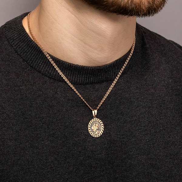 Золотой кулон-оберег Георгий Победоносец (арт. 440937ч) – изображение 3