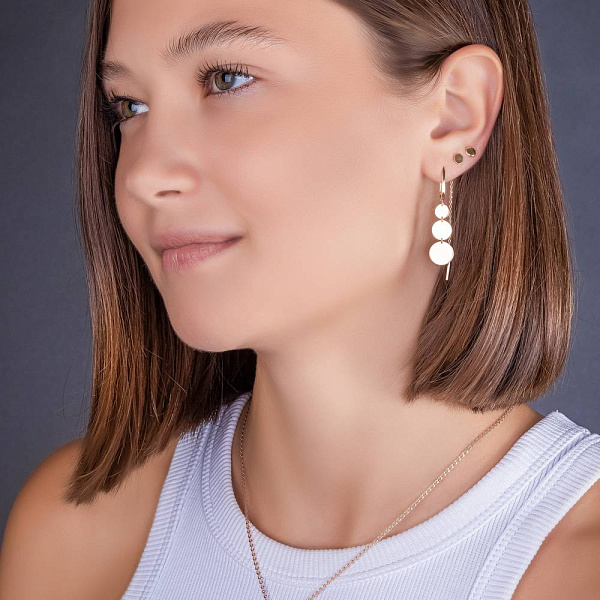 Золотые серьги-подвески "Монеты" (арт. 110993) – изображение 3