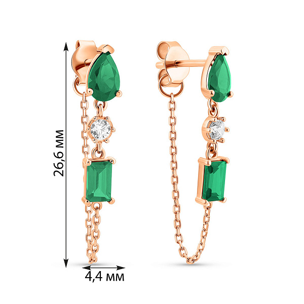 Золоті сережки з кварцом і фіанітами (арт. 110140Пз) – зображення 6