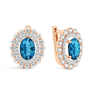 Золотые серьги с топазом лондон и фианитами (арт. 111171Пл)