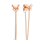 Фото Сережки з червоного золота Метелики (арт. 110066)
