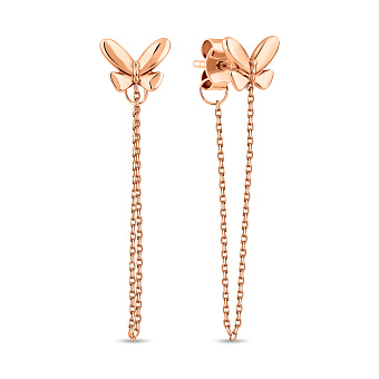 Фото Сережки з червоного золота Метелики (арт. 110066)