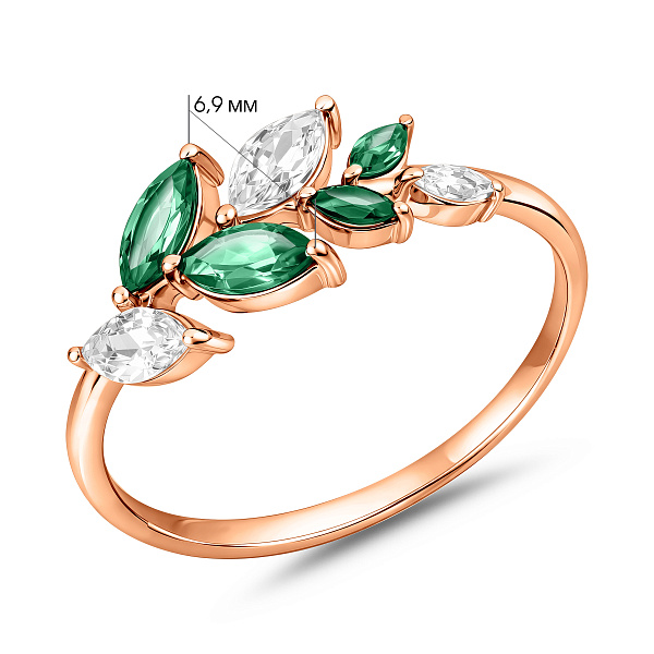 Золотое кольцо с кварцем и фианитами (арт. 141248Пз) – изображение 4