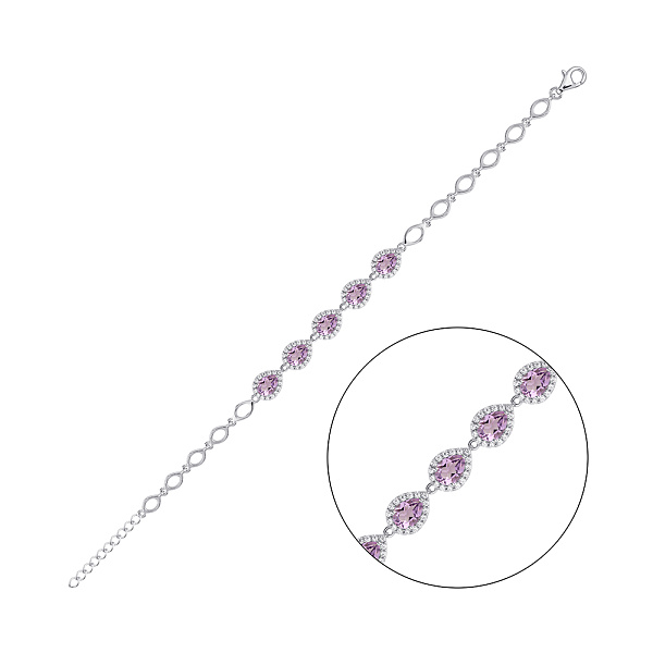 Массивный серебряный браслет с аметистами (арт. 7509/2182191А) – изображение 1