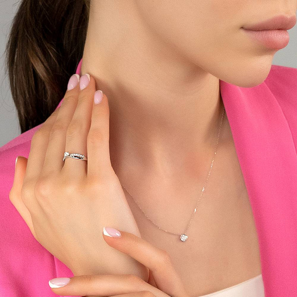 Каблучка з білого золота з діамантами (арт. К011328030б) – зображення 3