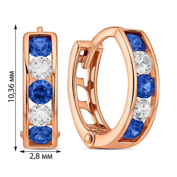 Дитячі золоті сережки з синіми фіанітами (арт. 110245с) – зображення 2