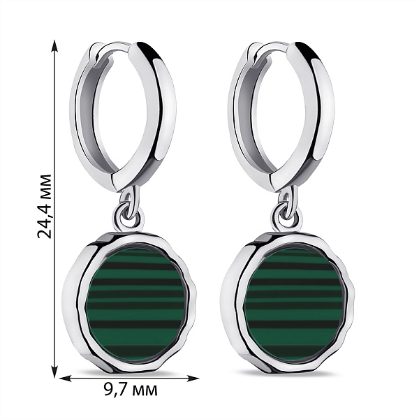 Серебряные серьги с малахитом (арт. 7502/9598/10млх) – изображение 2