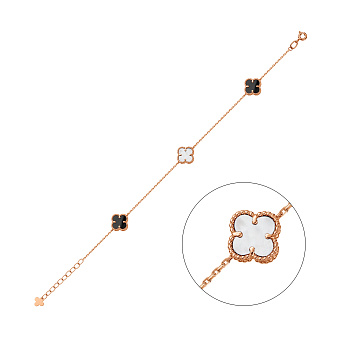 Фото Золотой браслет с ониксом и перламутром (арт. 341494/8оп)