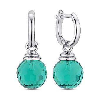 Серебряные серьги-подвески с крупным зеленым фианитом (арт. 7502/2184737цз)