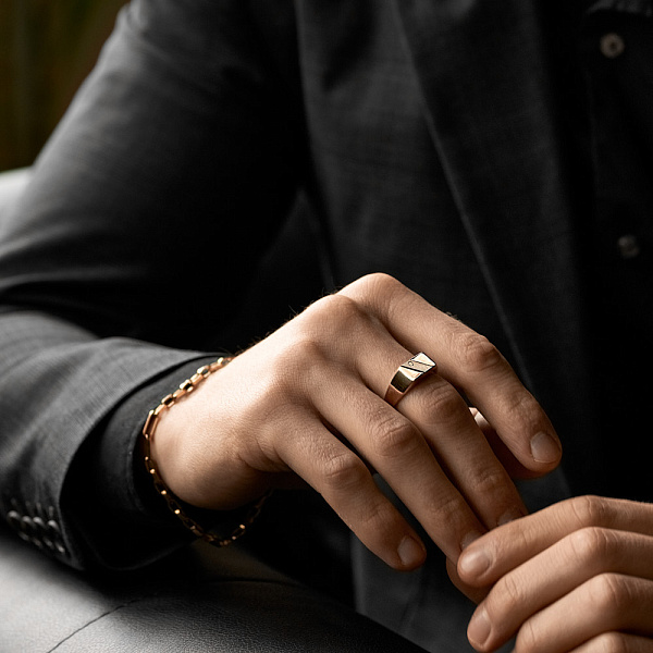 Золотая печатка с бриллиантом (арт. К170039005) – изображение 3