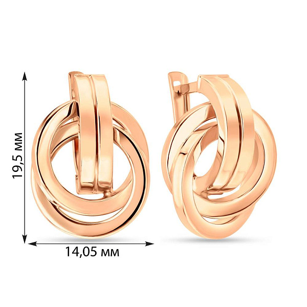 Серьги из красного золота без камней (арт. 108428) – изображение 4