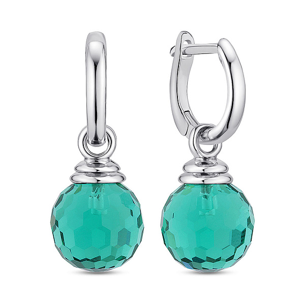 Серебряные серьги-подвески с крупным зеленым фианитом (арт. 7502/2184737цз) – изображение 1
