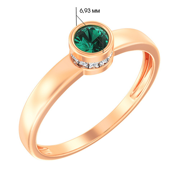 Кольцо золотое с зеленым кварцем и фианитами (арт. 141091Пз) – изображение 2
