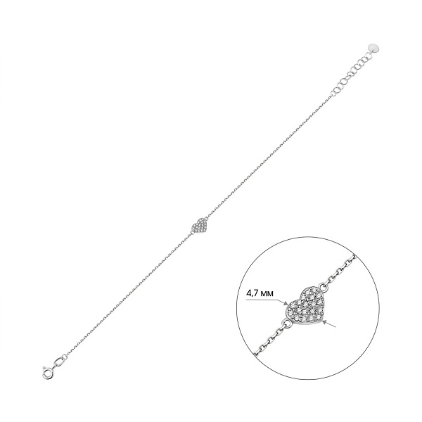 Браслет золотий з сердечком з діамантами (арт. Б011479005б) – зображення 5