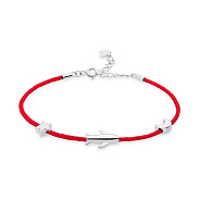 Браслет на красной нити с серебряными вставками (арт. 7309/3322к)