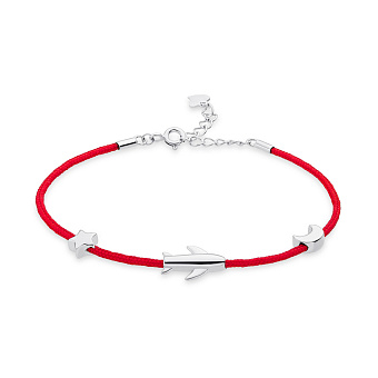 Браслет на красной нити с серебряными вставками (арт. 7309/3322к)
