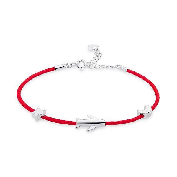 Браслет на красной нити с серебряными вставками (арт. 7309/3322к) – изображение 1