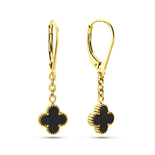 Золоті сережки-підвіски з оніксом (арт. 1091536/8жо) – зображення 1