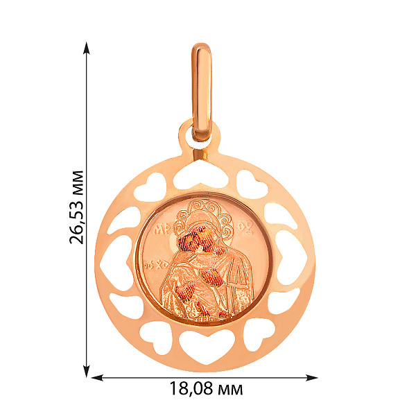 Золота ладанка іконка Божа Матір Володимирська (арт. 421055В) – зображення 2