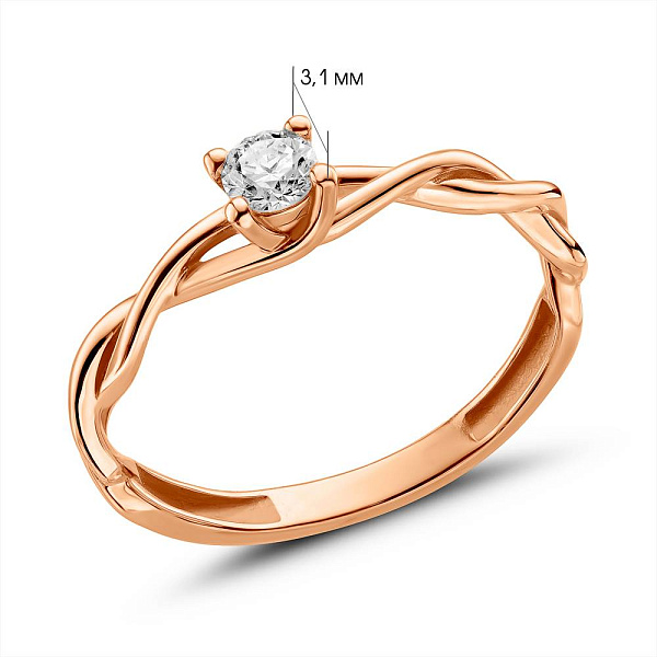 Кольцо из красного золота с бриллиантом (арт. К011326015) – изображение 4