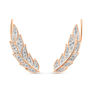 Серьги-клаймберы Перо из красного золота с фианитами (арт. 110605)