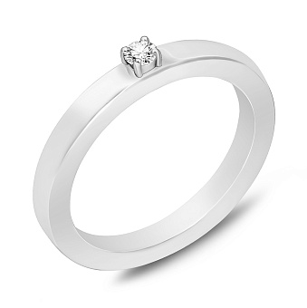 Фото Каблучка з білої кераміки і золота з діамантом (арт. К011768010бб)