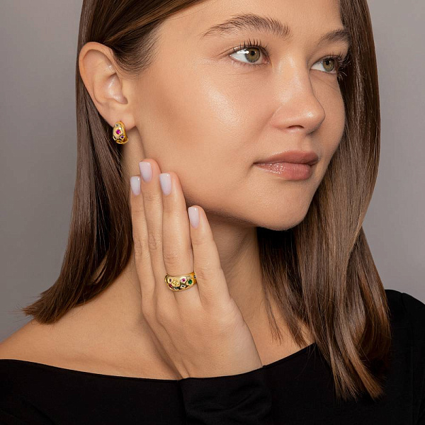 Пусети золоті з фіанітами Francelli (арт. 1091593жцв) – зображення 3