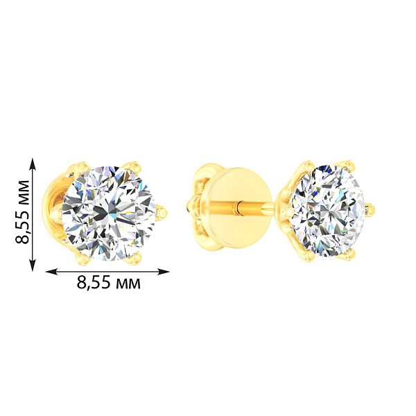 Золоті сережки пусети з фіанітом (арт. 110341ж) – зображення 2