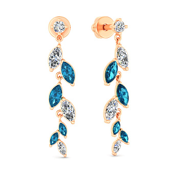 Золоті сережки з топазами і фіанітами (арт. 111248Пл)