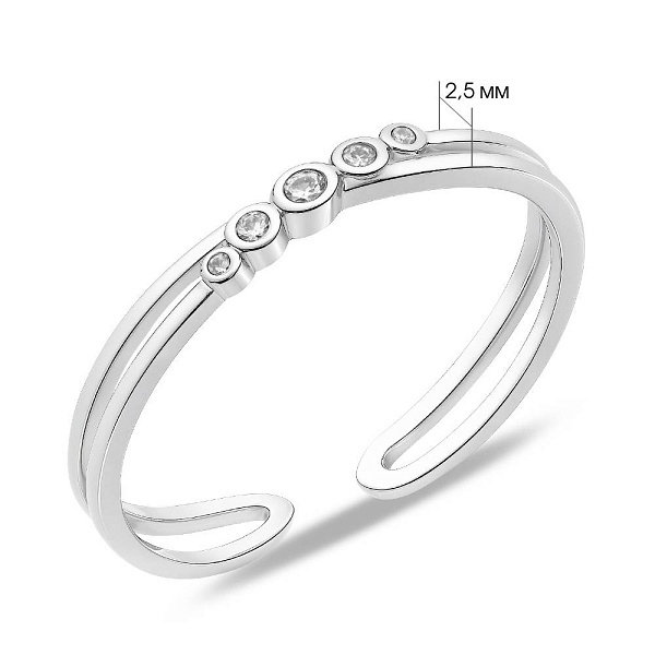 Безразмерное кольцо из серебра с фианитами (арт. 7501/8122) – изображение 2