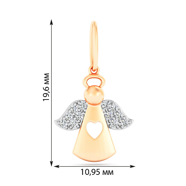 Золотой подвес в форме ангела с фианитами (арт. 440900) – изображение 4