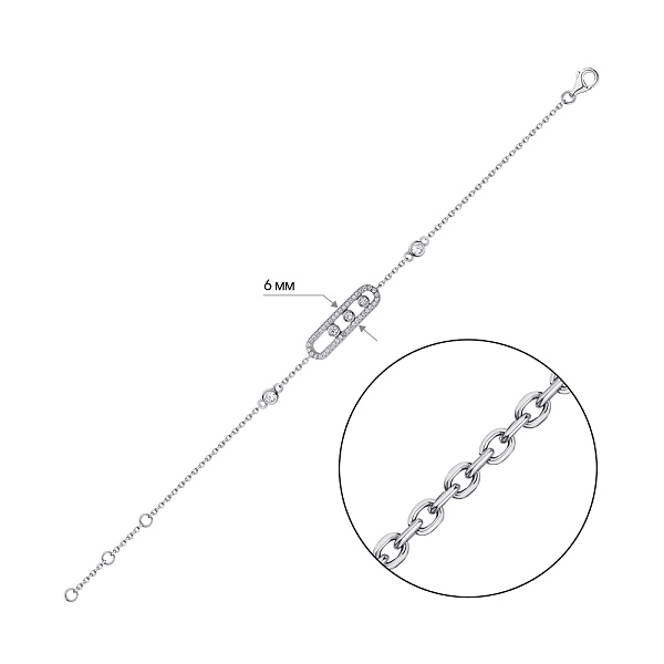 Срібний браслет з фіанітами (арт. 7509/3195) – зображення 2