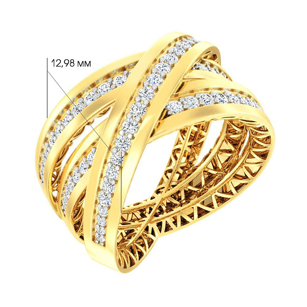 Золота каблучка Francelli з фіанітами (арт. 140840ж) – зображення 3