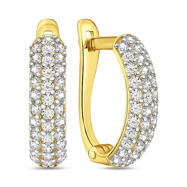 Серьги из желтого золота с дорожкой из фианитов (арт. 110228ж) – изображение 1