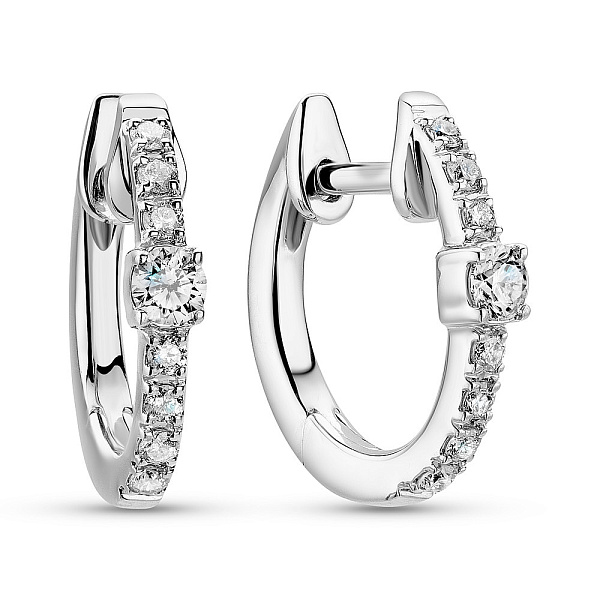 Золотые серьги кольца с бриллиантами (арт. С341312020б) – изображение 1