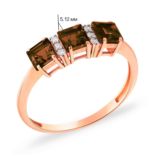 Золотое кольцо с кварцем и фианитами (арт. 140582Пкр) – изображение 2