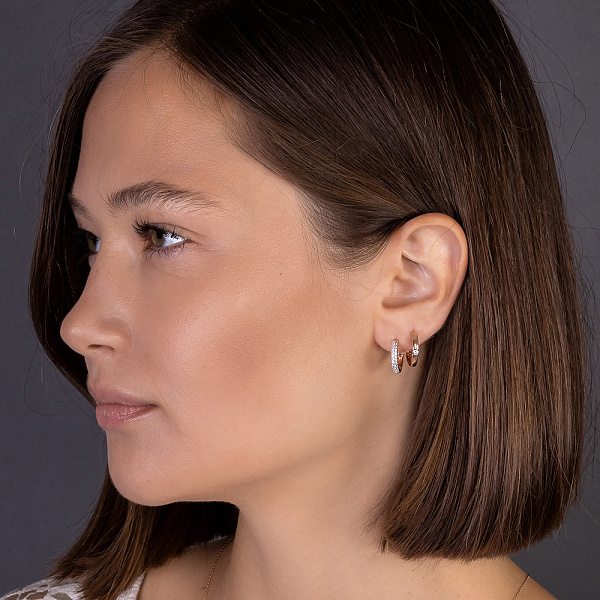 Двусторонние серьги из золота с фианитами (арт. 111163) – изображение 2