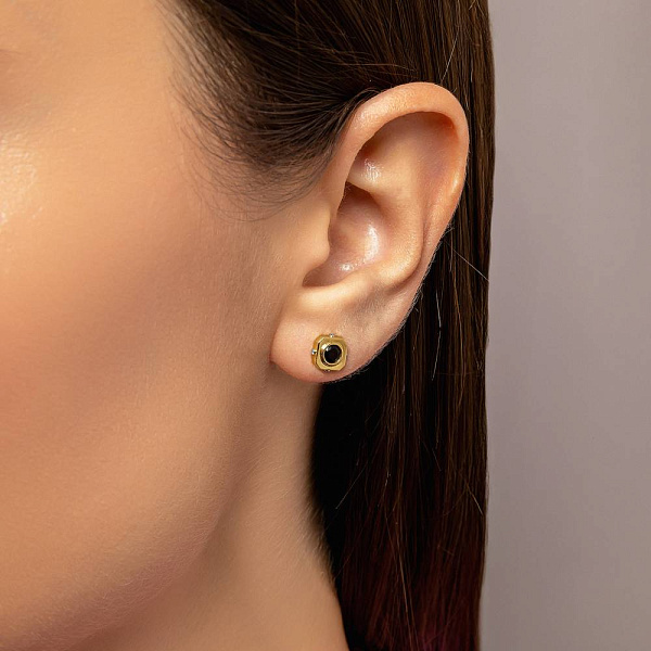 Золотая одиночная серьга с фианитом (арт. 1101100жчЯ) – изображение 2