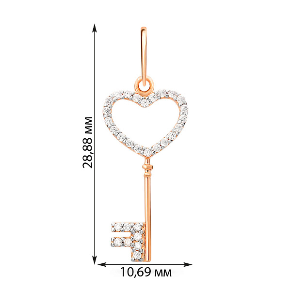Золотая подвеска Ключик с фианитами (арт. 440438) – изображение 2