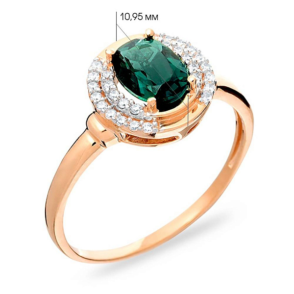 Золотое кольцо с кварцем и фианитами (арт. 140672Пз) – изображение 2